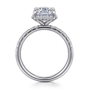 Talisa - 14K White Gold Elongated Cushion Hidden Halo Diamond Engagement Ring