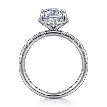 Talisa - 14K White Gold Elongated Cushion Hidden Halo Diamond Engagement Ring