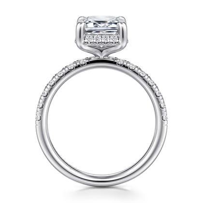 Talisa - 14K White Gold Emerald Cut Hidden Halo Diamond Engagement Ring