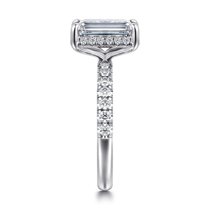 Talisa - 14K White Gold Emerald Cut Hidden Halo Diamond Engagement Ring