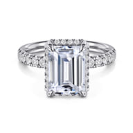 Talisa - 14K White Gold Emerald Cut Hidden Halo Diamond Engagement Ring