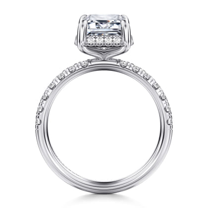 Talisa - 14K White Gold Emerald Cut Hidden Halo Diamond Engagement Ring