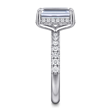 Talisa - 14K White Gold Emerald Cut Hidden Halo Diamond Engagement Ring