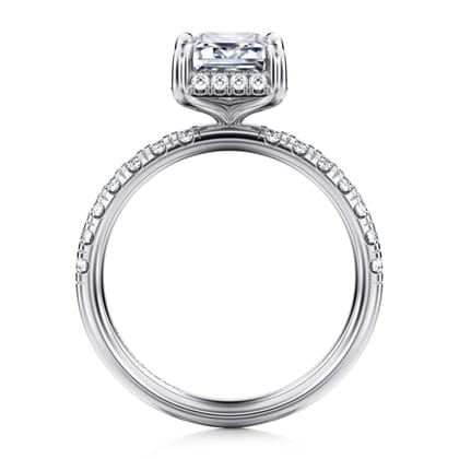Talisa - 14K White Gold Emerald Cut Hidden Halo Diamond Engagement Ring