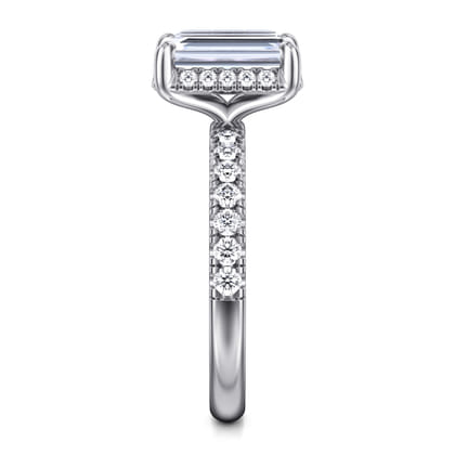 Talisa - 14K White Gold Emerald Cut Hidden Halo Diamond Engagement Ring