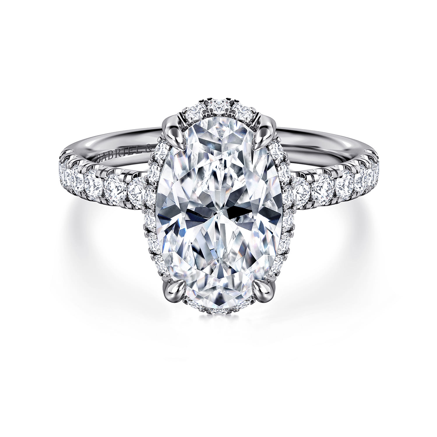 Talisa - 14K White Gold Oval Hidden Halo Diamond Engagement Ring