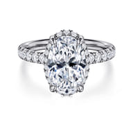 Talisa - 14K White Gold Oval Hidden Halo Diamond Engagement Ring