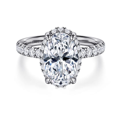 Talisa - 14K White Gold Oval Hidden Halo Diamond Engagement Ring