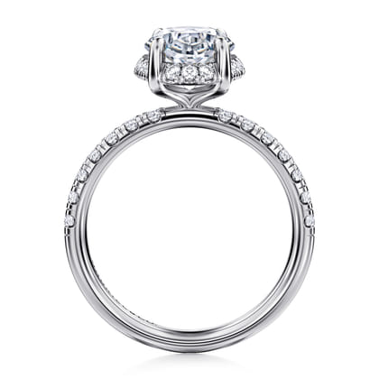 Talisa - 14K White Gold Oval Hidden Halo Diamond Engagement Ring