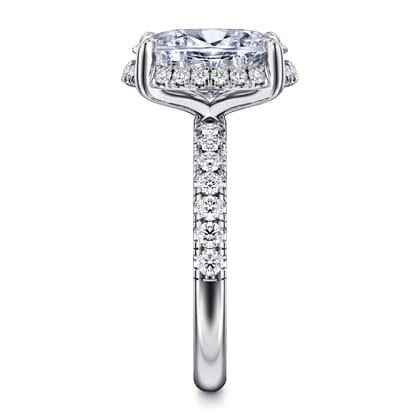 Talisa - 14K White Gold Oval Hidden Halo Diamond Engagement Ring