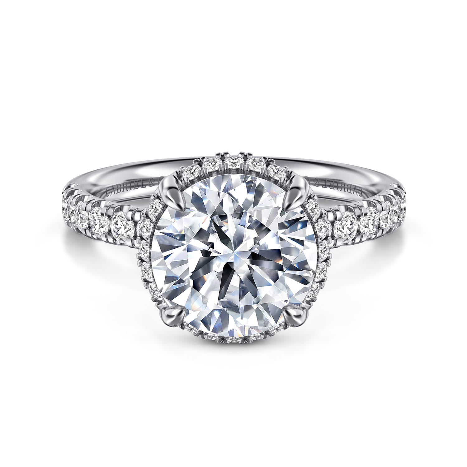 Talisa - 14K White Gold Round Hidden Halo Diamond Engagement Ring