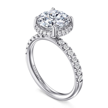Talisa - 14K White Gold Round Hidden Halo Diamond Engagement Ring