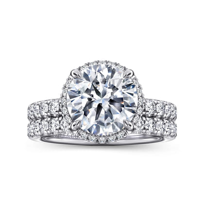 Talisa - 14K White Gold Round Hidden Halo Diamond Engagement Ring