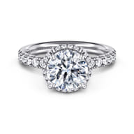 Talisa - 14K White Gold Round Hidden Halo Diamond Engagement Ring