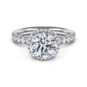 Talisa - 14K White Gold Round Hidden Halo Diamond Engagement Ring