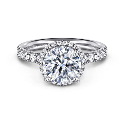 Talisa - 14K White Gold Round Hidden Halo Diamond Engagement Ring