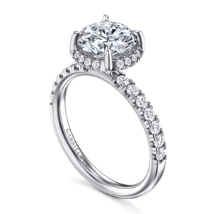 Talisa - 14K White Gold Round Hidden Halo Diamond Engagement Ring