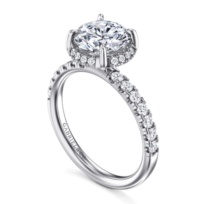 Talisa - 14K White Gold Round Hidden Halo Diamond Engagement Ring
