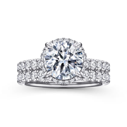 Talisa - 14K White Gold Round Hidden Halo Diamond Engagement Ring