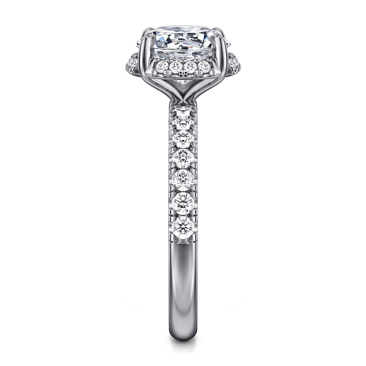 Talisa - 14K White Gold Round Hidden Halo Diamond Engagement Ring