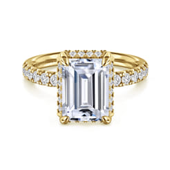 Talisa - 14K Yellow Gold Emerald Cut Hidden Halo Diamond Engagement Ring