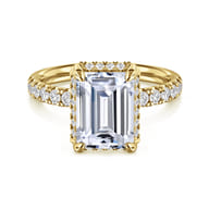 Talisa - 14K Yellow Gold Emerald Cut Hidden Halo Diamond Engagement Ring