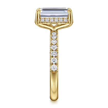 Talisa - 14K Yellow Gold Emerald Cut Hidden Halo Diamond Engagement Ring