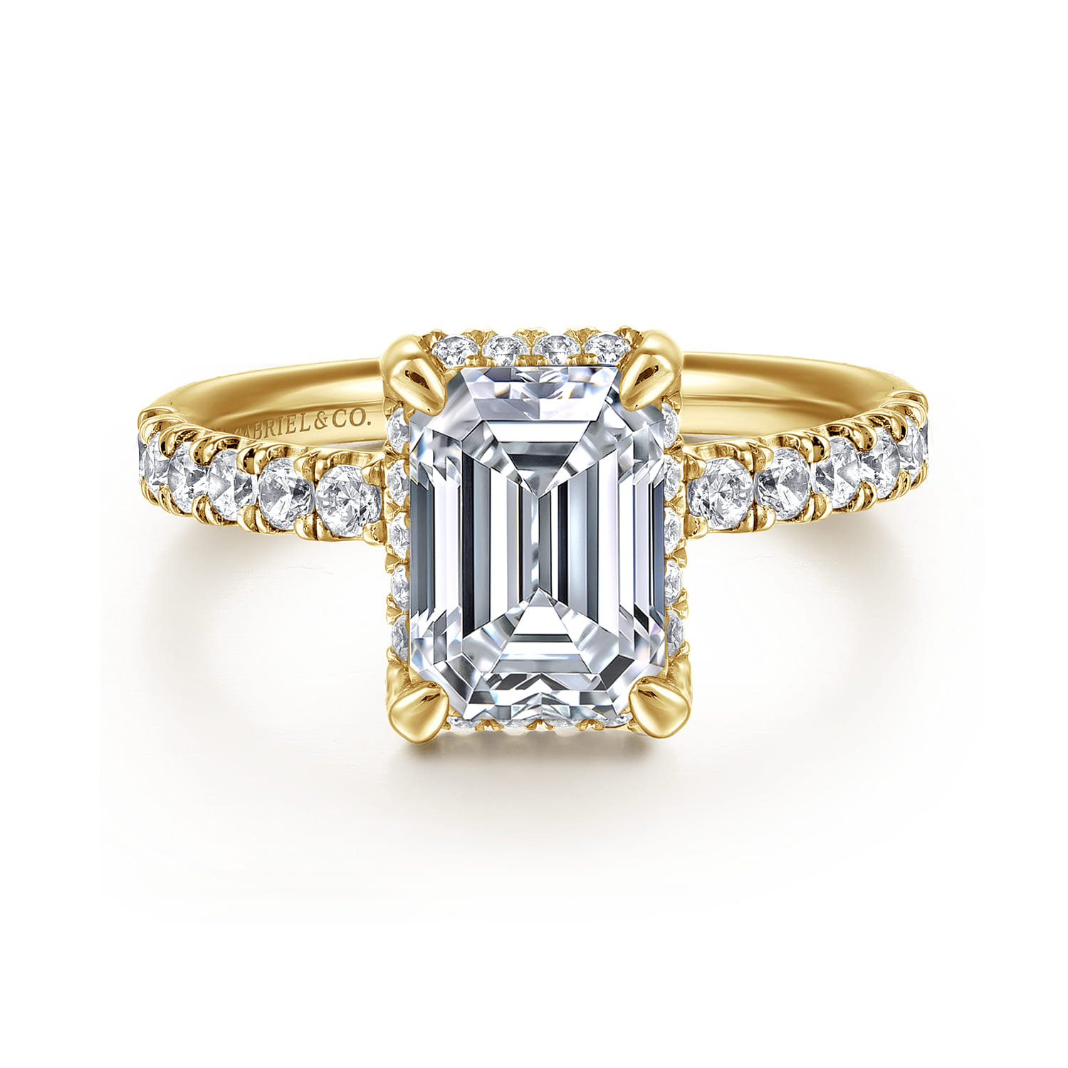 Talisa - 14K Yellow Gold Emerald Cut Hidden Halo Diamond Engagement Ring