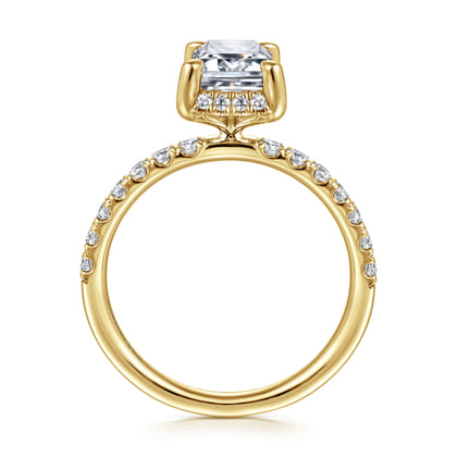 Talisa - 14K Yellow Gold Emerald Cut Hidden Halo Diamond Engagement Ring