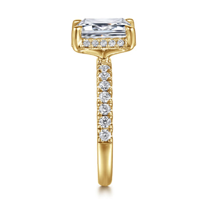 Talisa - 14K Yellow Gold Emerald Cut Hidden Halo Diamond Engagement Ring