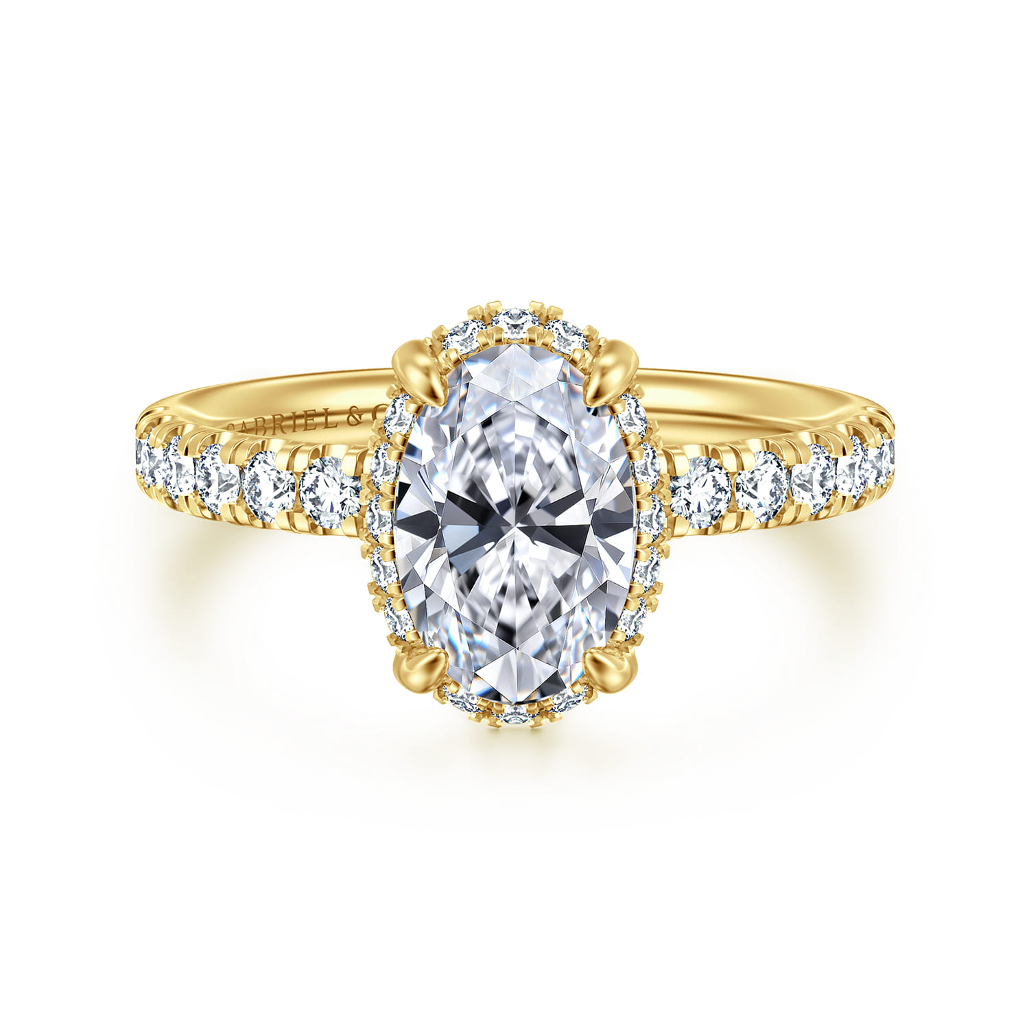 Talisa - 14K Yellow Gold Oval Hidden Halo Diamond Engagement Ring
