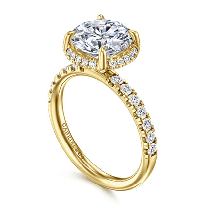 Talisa - 14K Yellow Gold Round Hidden Halo Diamond Engagement Ring