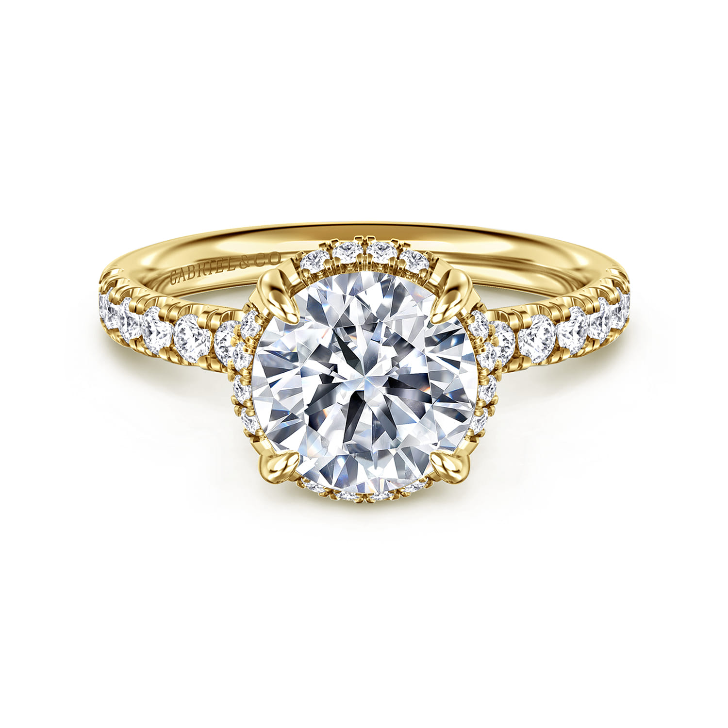 Talisa - 14K Yellow Gold Round Hidden Halo Diamond Engagement Ring