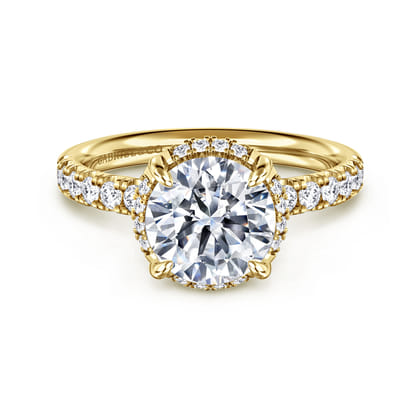 Talisa - 14K Yellow Gold Round Hidden Halo Diamond Engagement Ring