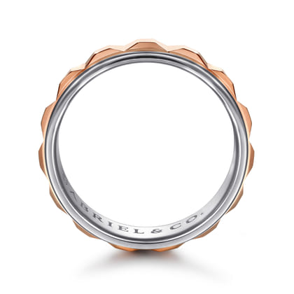 Talon - 14K White and Rose Gold Plain Men's Wedding Band