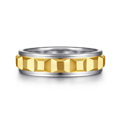 Talon - 14K White and Yellow Gold Plain Men's Wedding Band