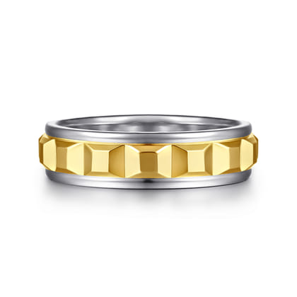 Talon - 14K White and Yellow Gold Plain Men's Wedding Band