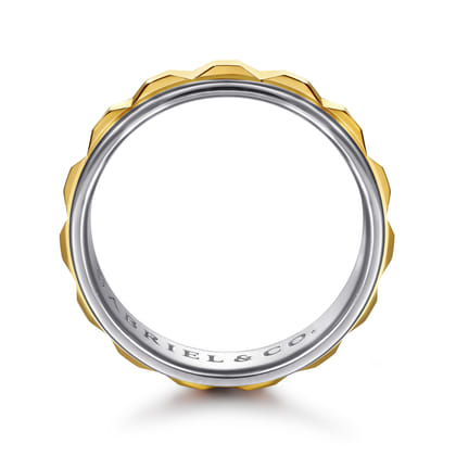 Talon - 14K White and Yellow Gold Plain Men's Wedding Band