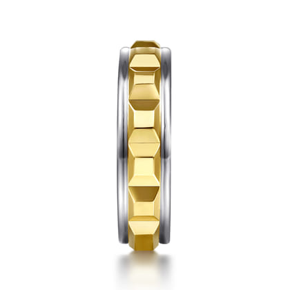Talon - 14K White and Yellow Gold Plain Men's Wedding Band
