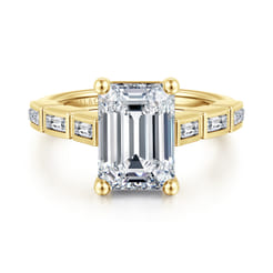 Tania - 14K Yellow Gold Emerald Cut Diamond Engagement Ring