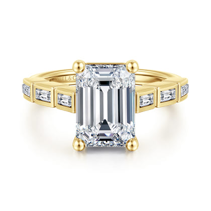 Tania - 14K Yellow Gold Emerald Cut Diamond Engagement Ring