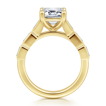 Tania - 14K Yellow Gold Emerald Cut Diamond Engagement Ring