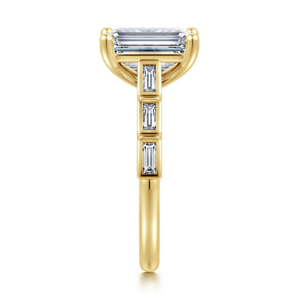 Tania - 14K Yellow Gold Emerald Cut Diamond Engagement Ring