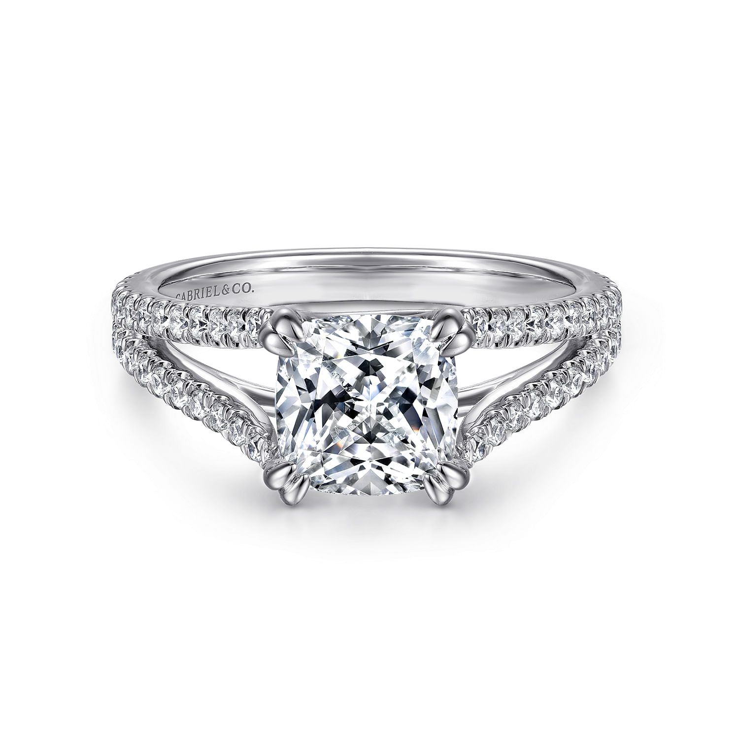 Tartan - 14K White Gold Cushion Cut Diamond Engagement Ring