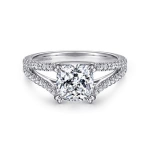 Tartan - 14K White Gold Cushion Cut Diamond Engagement Ring