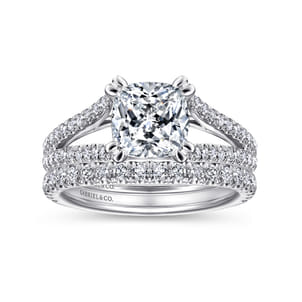 Tartan - 14K White Gold Cushion Cut Diamond Engagement Ring