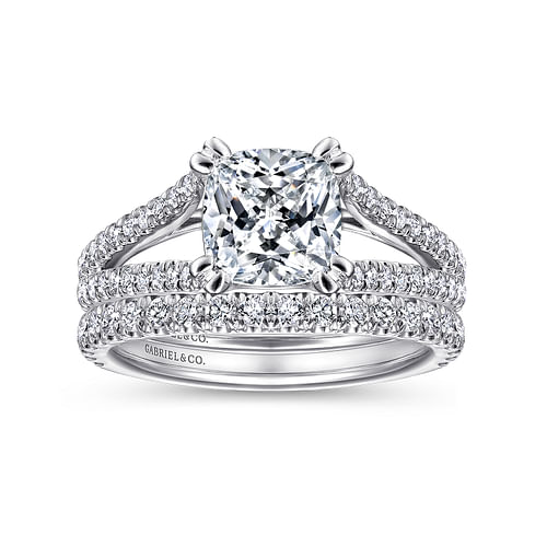 Tartan - 14k White Gold Cushion Cut Diamond Engagement Ring - 0.46 ct - Shot 4