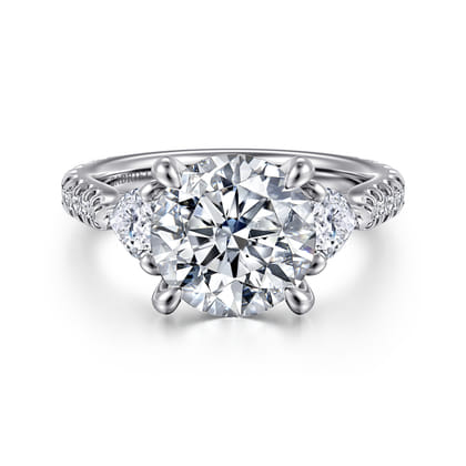 Taryn - 14K White Gold Round 3 Stone Diamond Engagement Ring