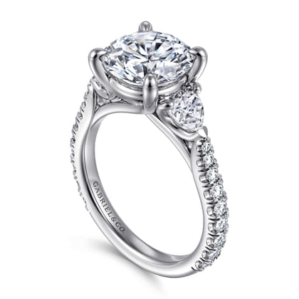 Taryn - 14K White Gold Round 3 Stone Diamond Engagement Ring