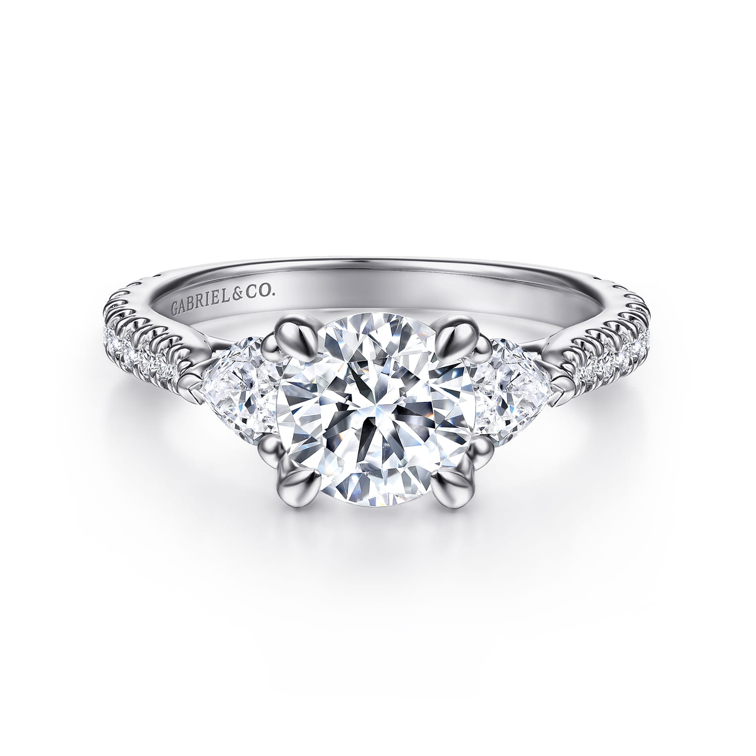 Taryn - 14K White Gold Round 3 Stone Diamond Engagement Ring
